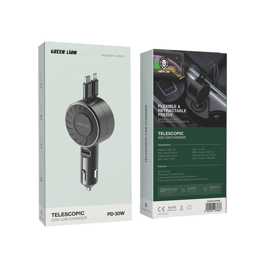TELESCOPIC 50W CAR CHARGER Greenlion